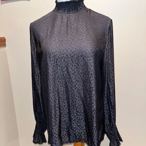Animal print mock neck blouse